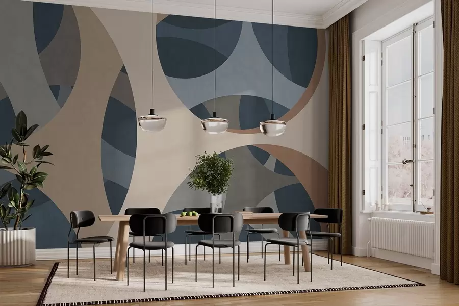 wall murals савремена текстурна апстракција у нијансама плаве и беж w05751