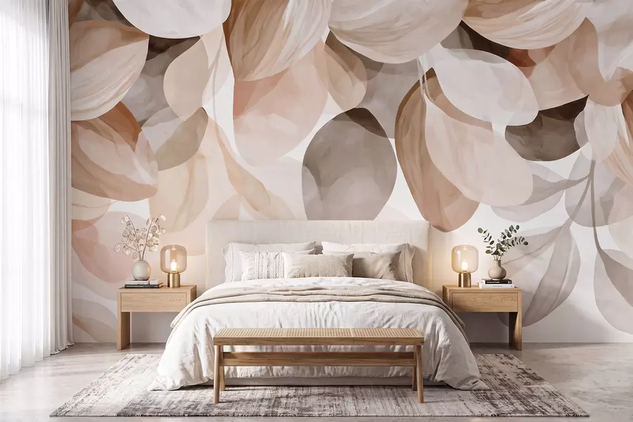 wall murals Беж висеће лишће у стилу акварела w09923