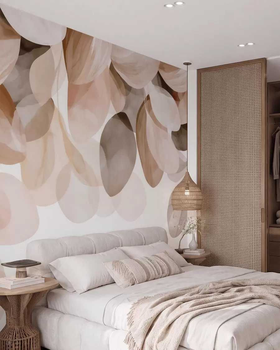 wall murals Беж висеће лишће у стилу акварела w09923