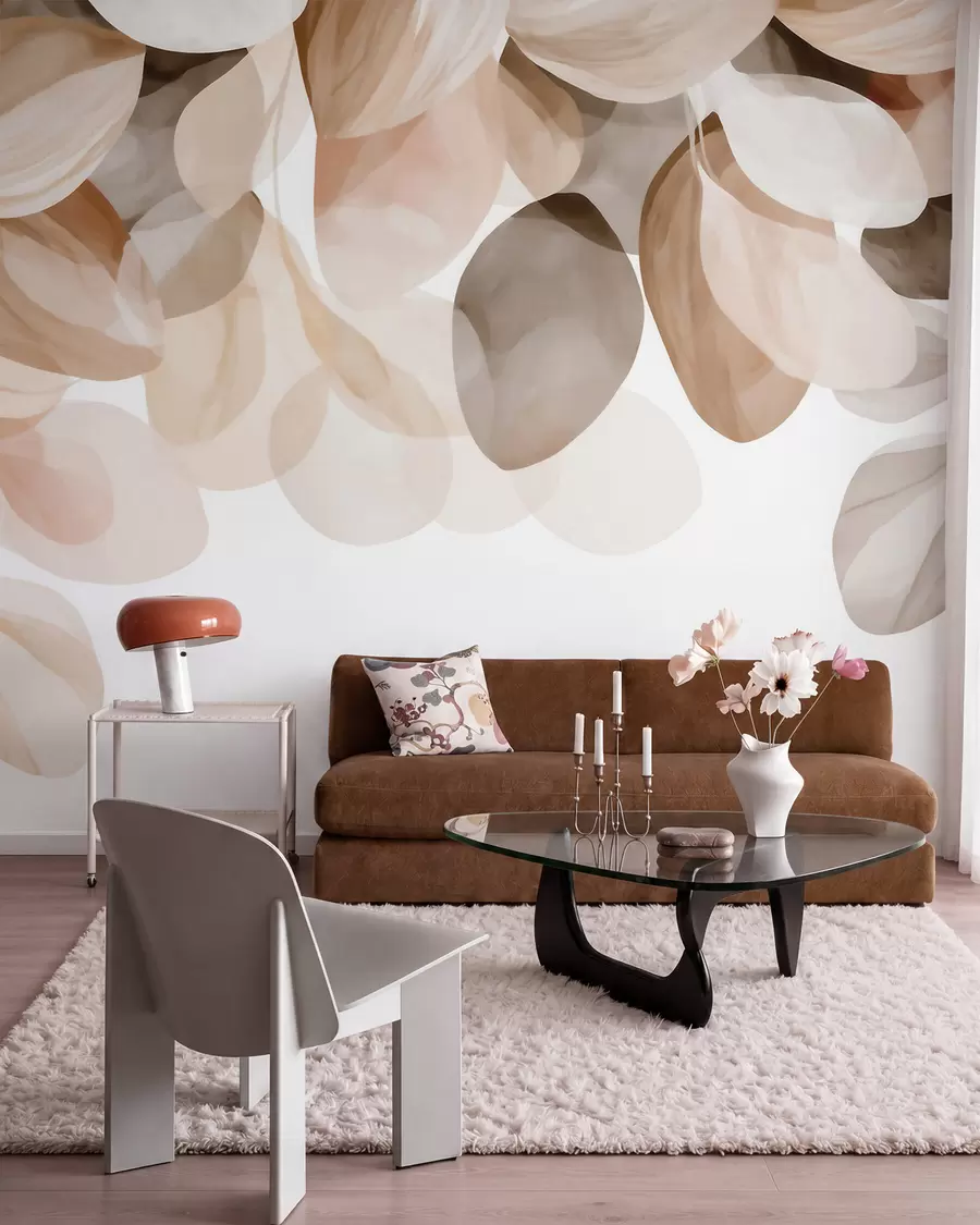 wall murals Беж висеће лишће у стилу акварела w09923