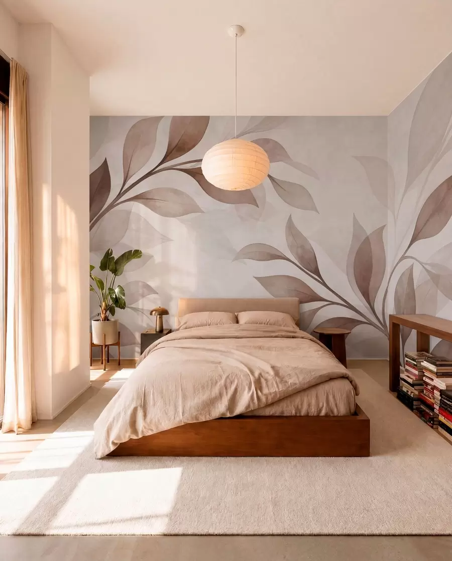 wall murals Велики листови у топлим беж и смеђим тоновима w05693v1