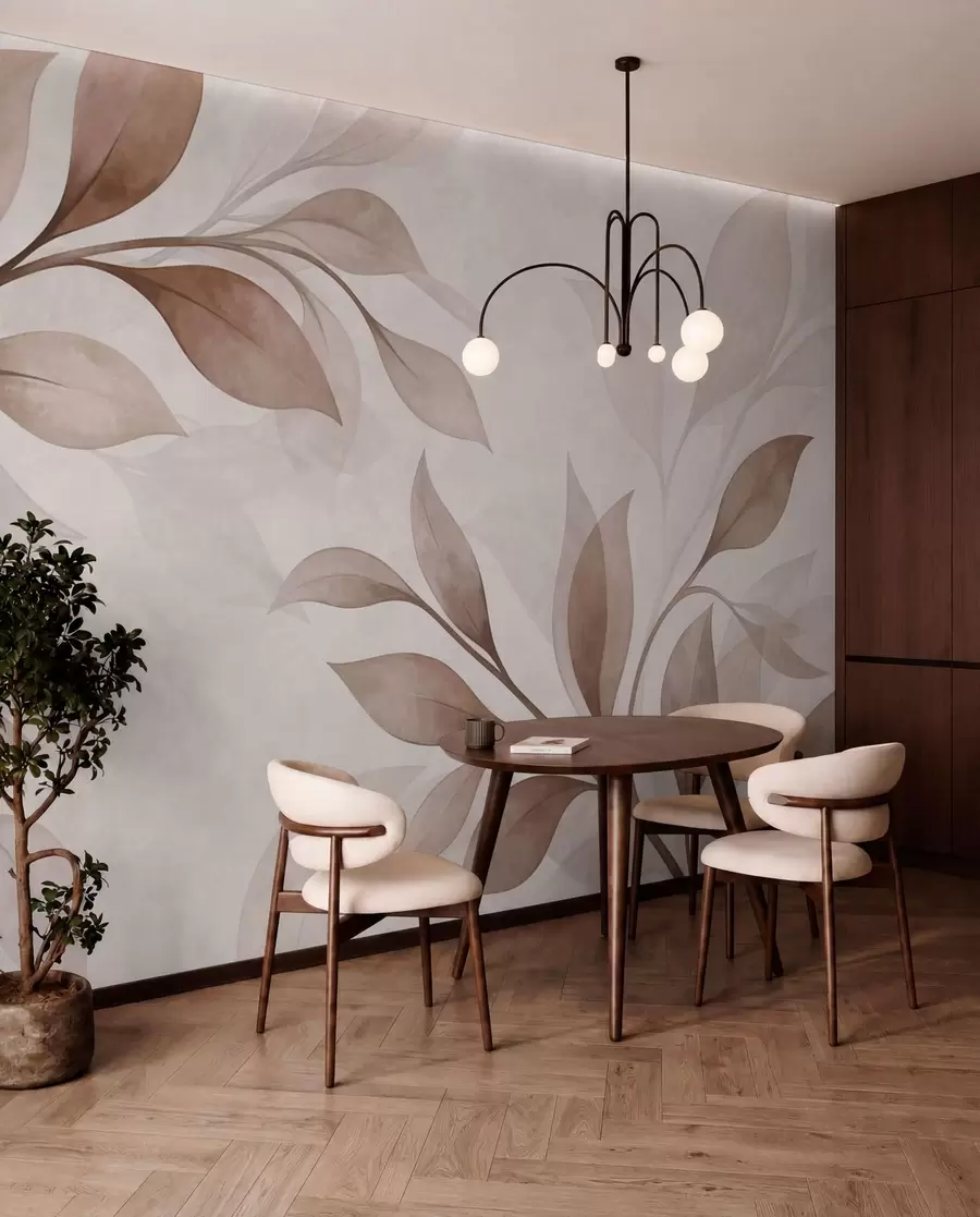 wall murals Велики листови у топлим беж и смеђим тоновима w05693v1