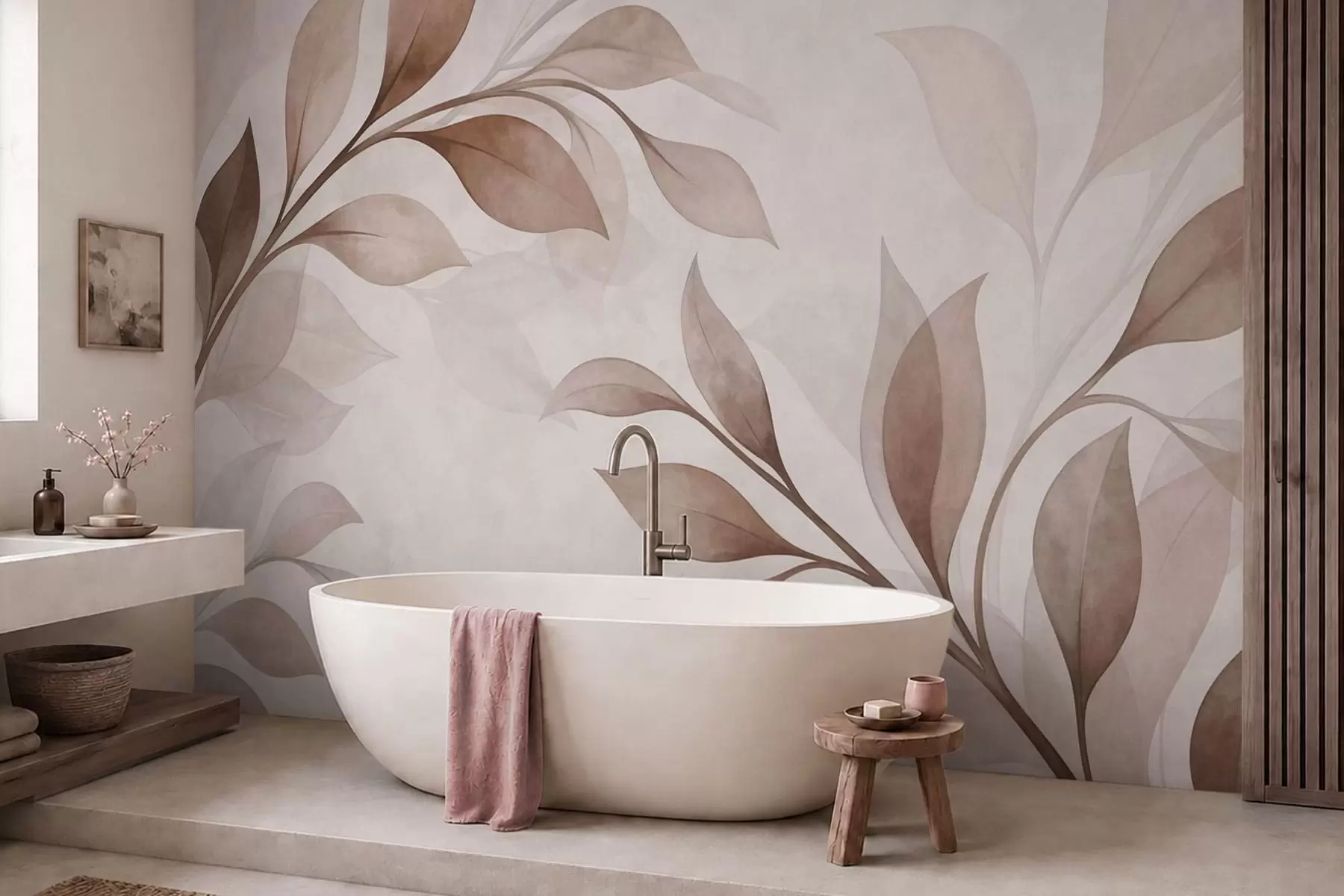 wall murals Велики листови у топлим беж и смеђим тоновима w05693v1