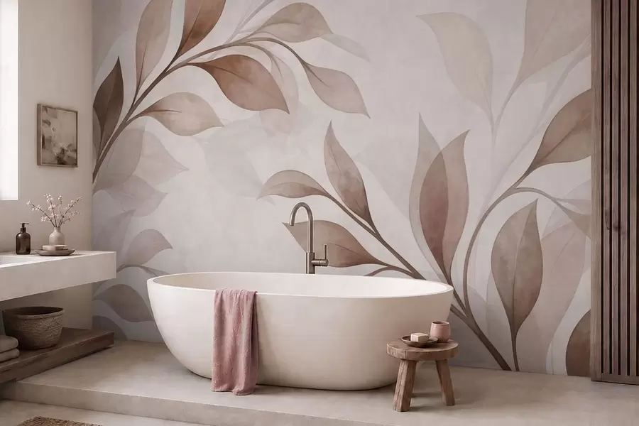 wall murals Велики листови у топлим беж и смеђим тоновима w05693v1