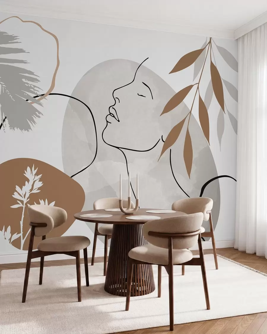 wall murals Апстракција са вегетацијом и силуетом лица w05776