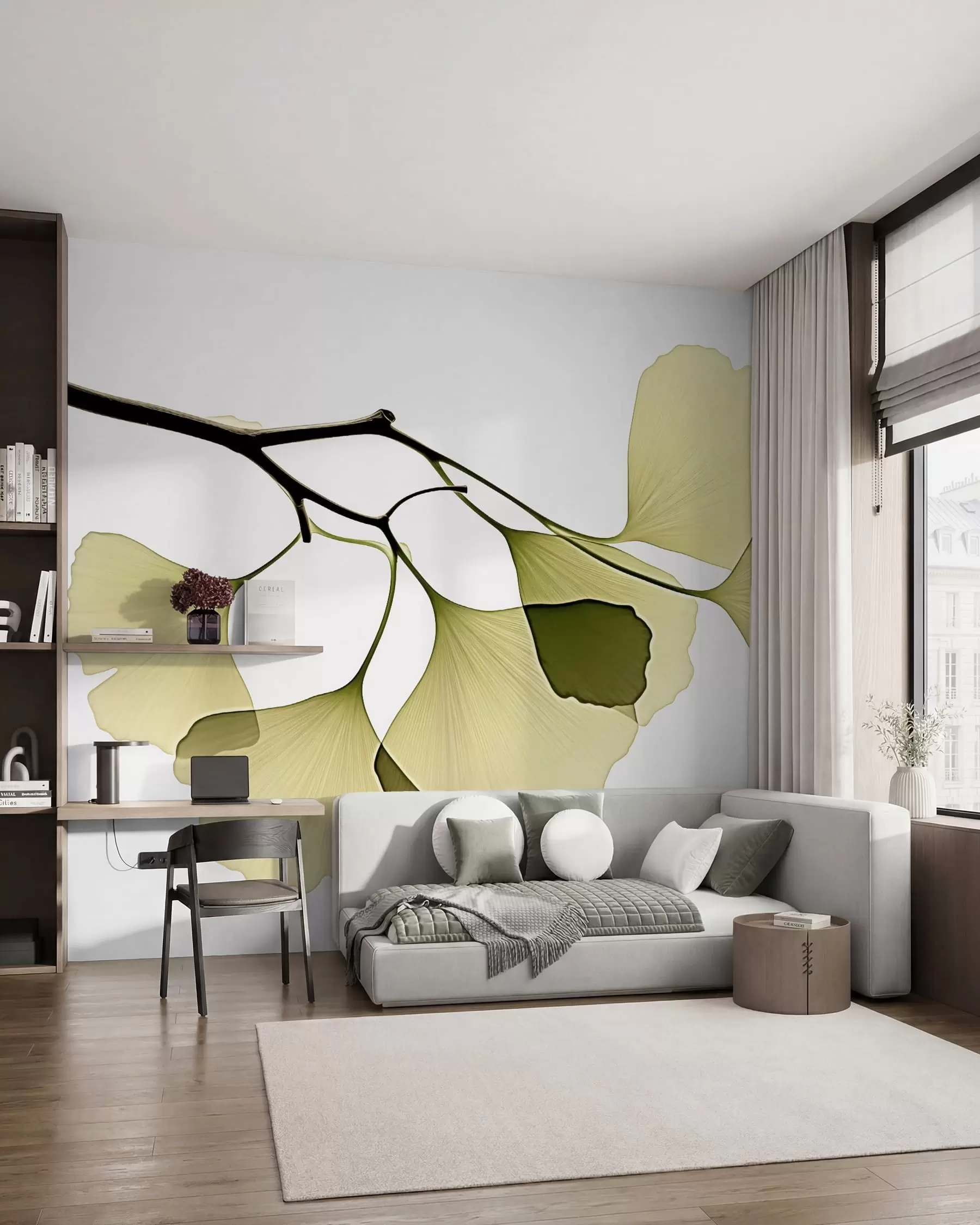 wall murals Листови гинка лепезе w09968
