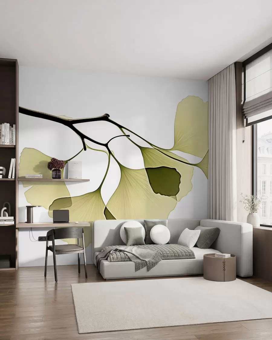 wall murals Листови гинка лепезе w09968