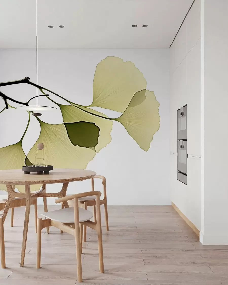 wall murals Листови гинка лепезе w09968