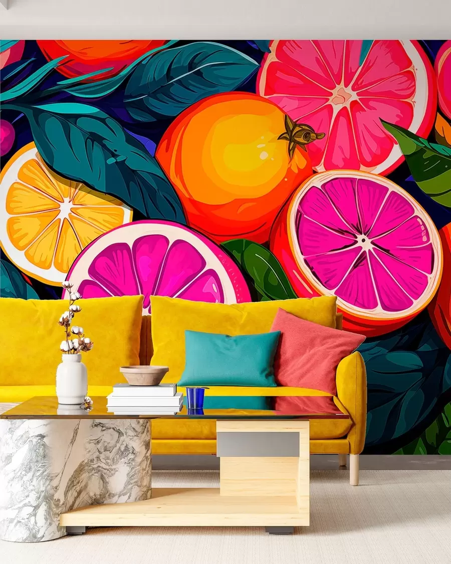 wall murals Воће, поморанџе, лимуни w05761