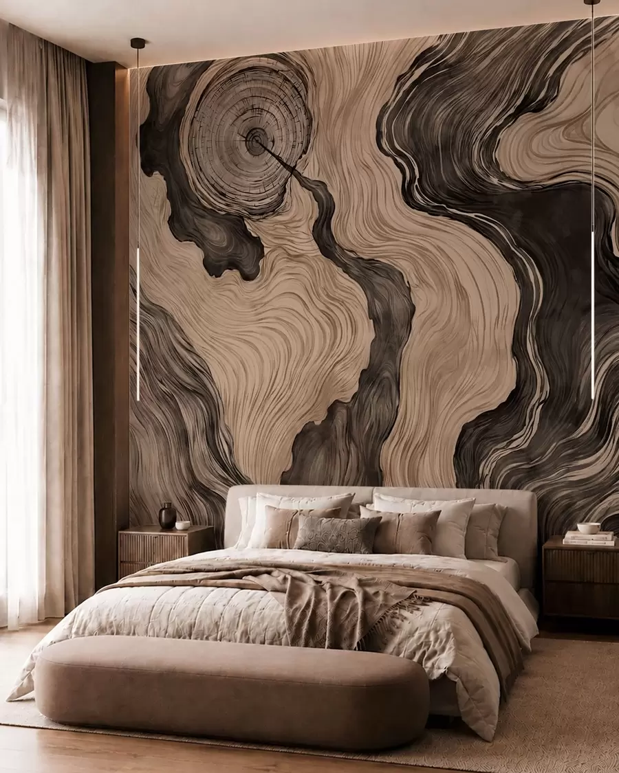 wall murals Апстрактни узорак са линеарним дизајном дрвета w05729