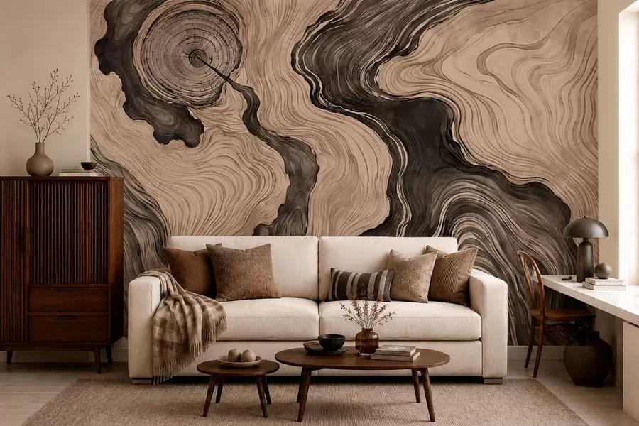 wall murals Апстрактни узорак са линеарним дизајном дрвета w05729