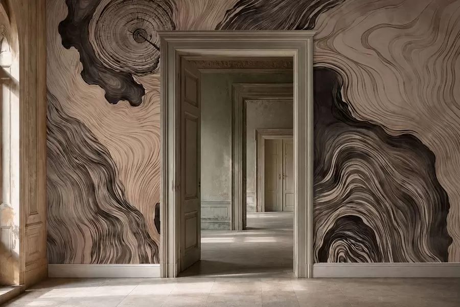 wall murals Апстрактни узорак са линеарним дизајном дрвета w05729