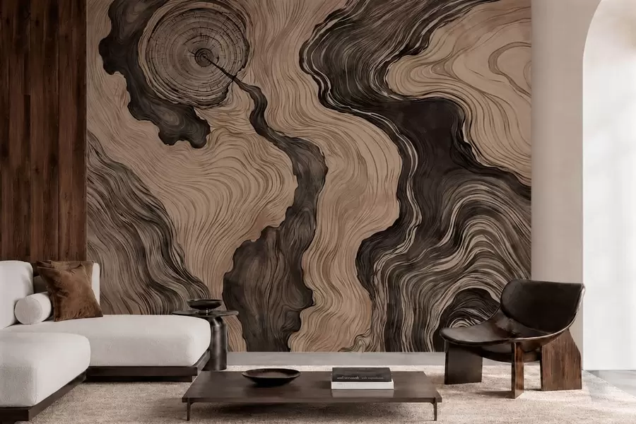 wall murals Апстрактни узорак са линеарним дизајном дрвета w05729
