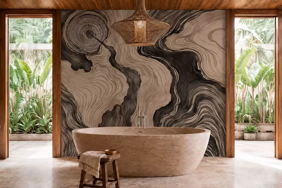 wall murals Апстрактни узорак са линеарним дизајном дрвета w05729