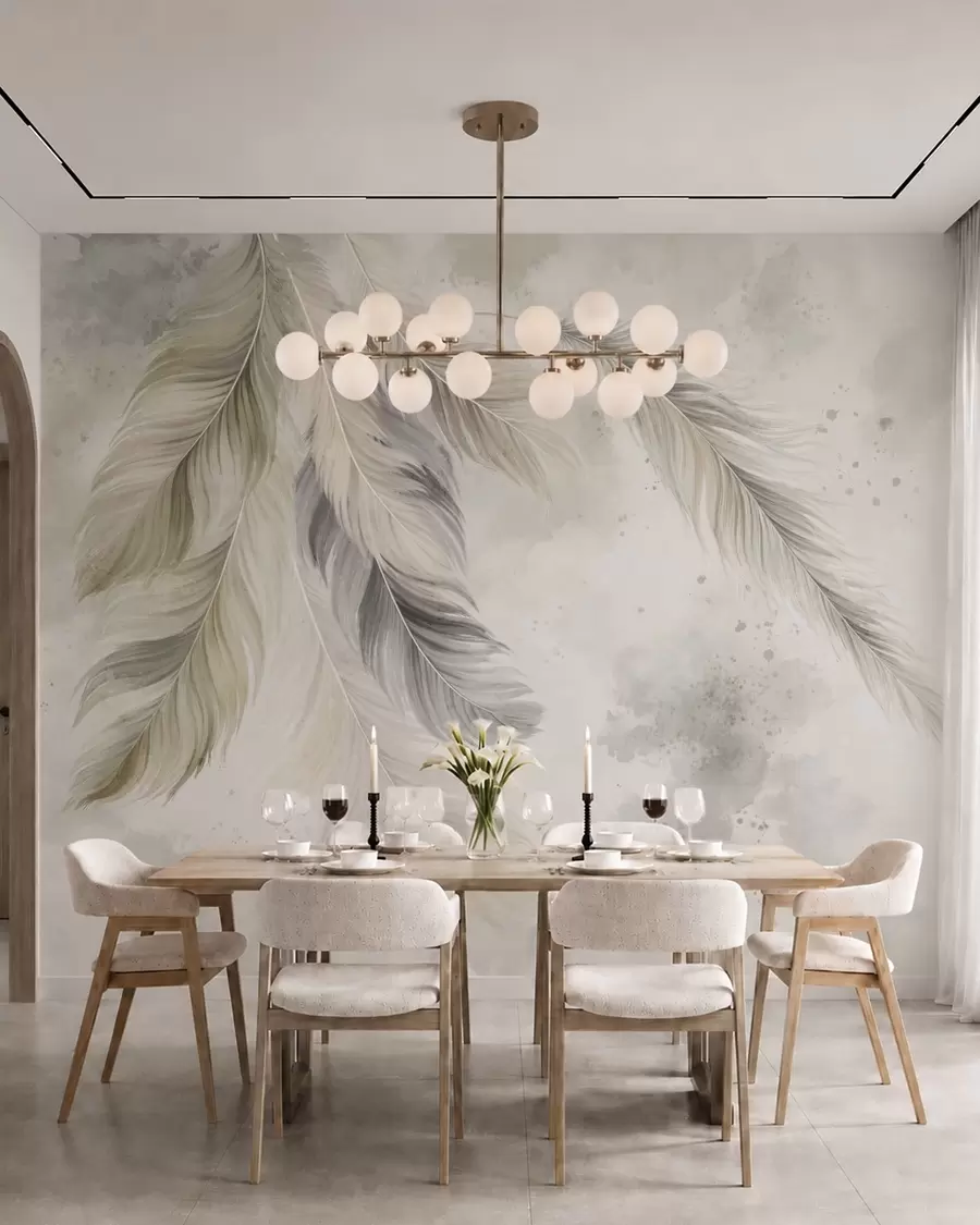 wall murals Светло перје на мекој акварелној позадини w05737v1