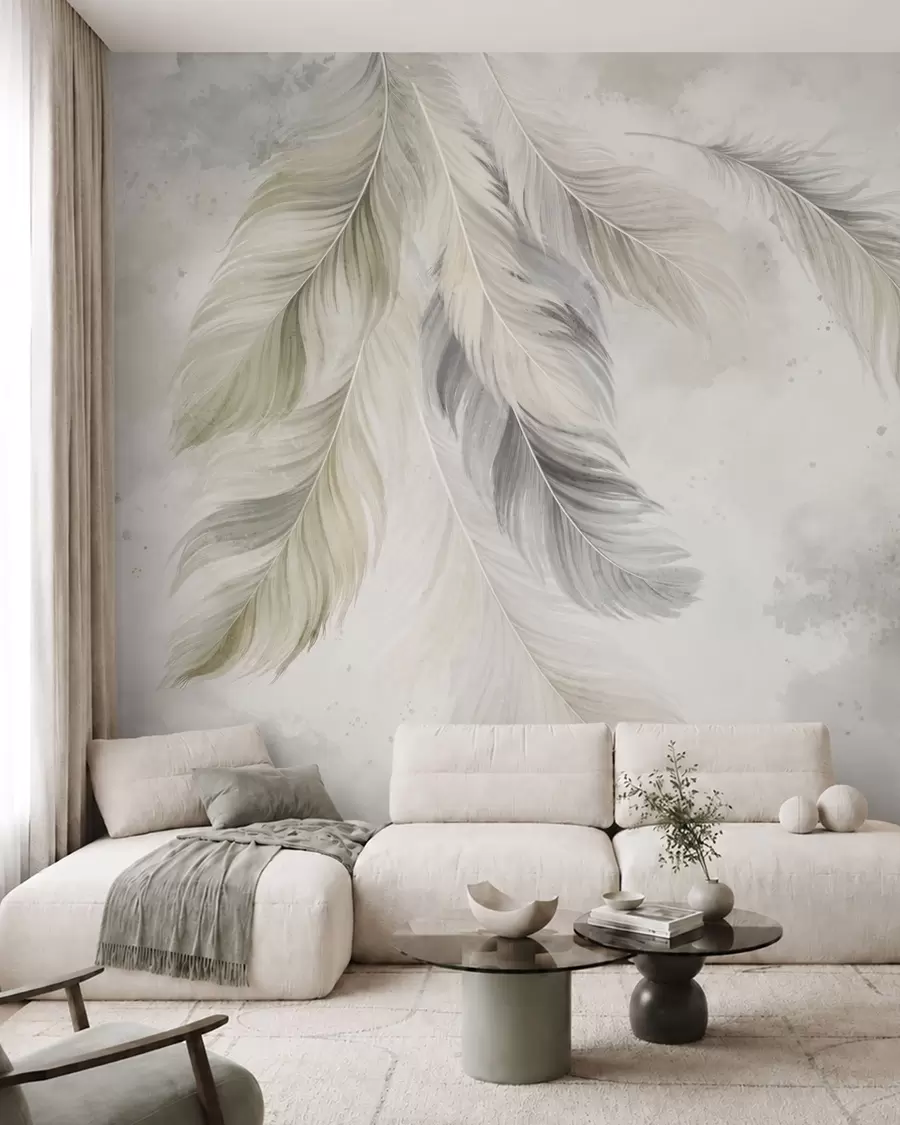 wall murals Светло перје на мекој акварелној позадини w05737v1