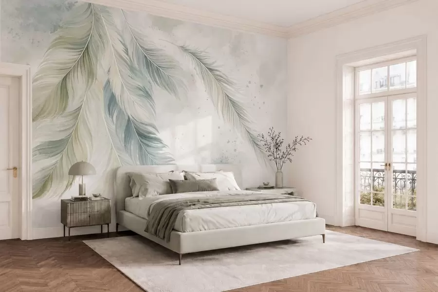 wall murals Светло перје на нежној акварелној позадини w05737v2