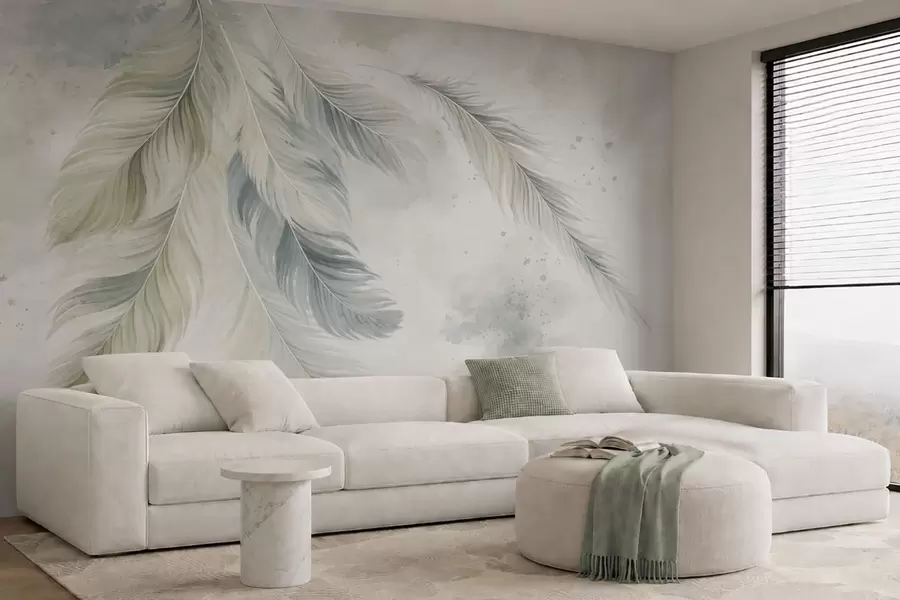 wall murals Светло перје на нежној акварелној позадини w05737v2