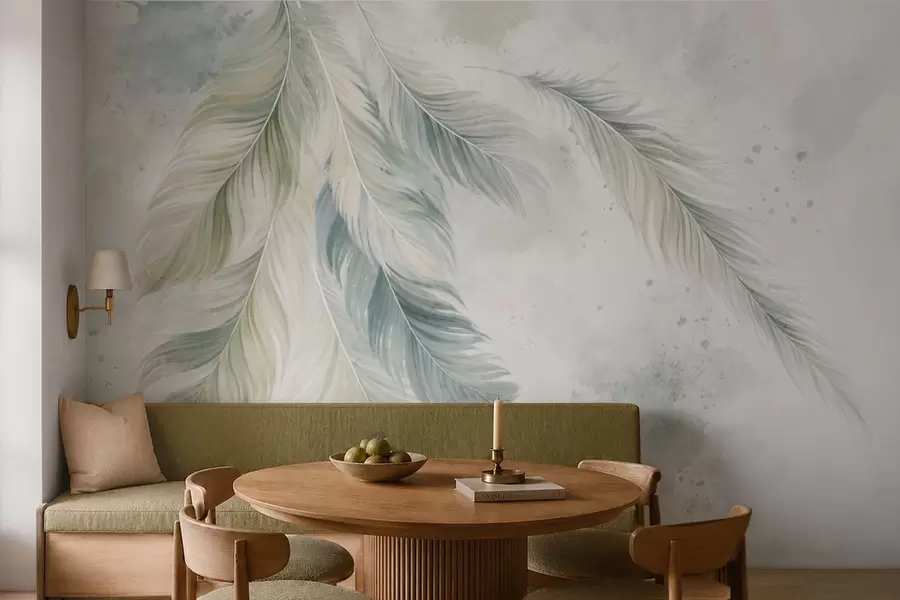 wall murals Светло перје на нежној акварелној позадини w05737v2