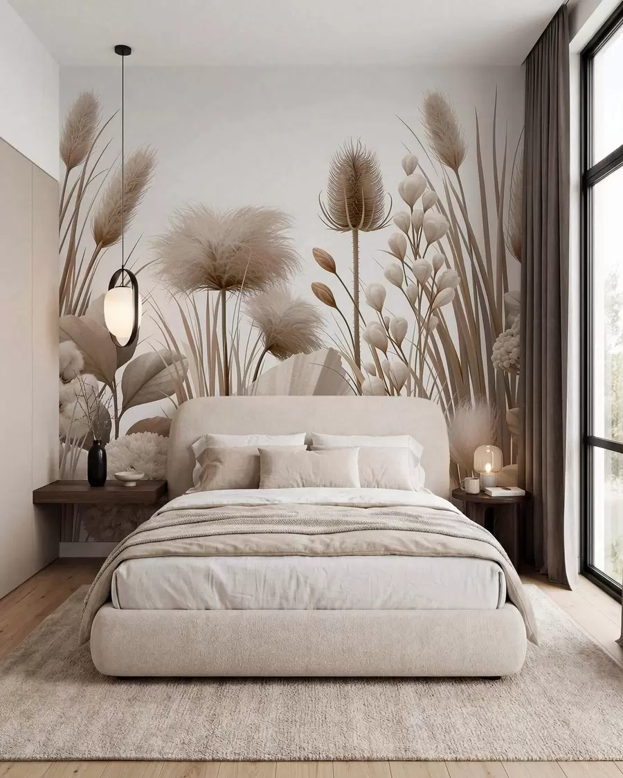 wall murals Високо беж сушено цвеће у неутралним беж тоновима w09932