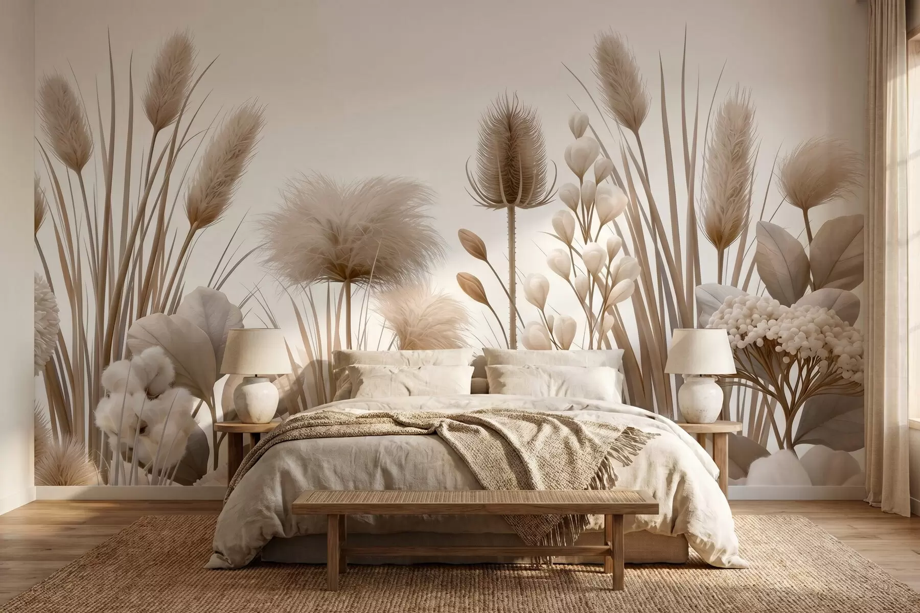 wall murals Високо беж сушено цвеће у неутралним беж тоновима w09932