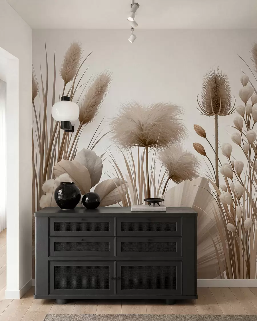 wall murals Високо беж сушено цвеће у неутралним беж тоновима w09932