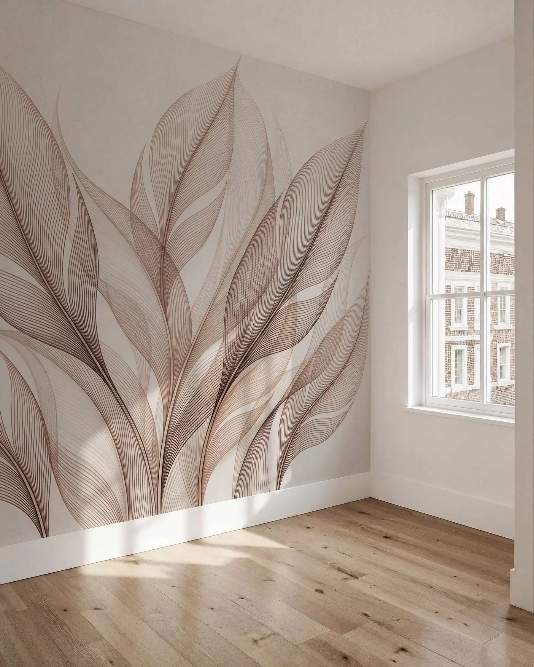 wall murals Елегантна ботаничка композиција са великим стилизованим листовима w09944