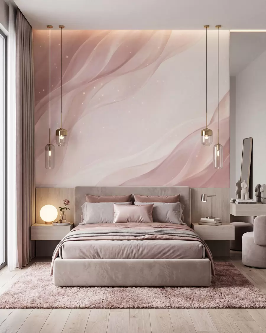 wall murals Нежна апстрактна композиција у нежним ружичастим нијансама w09959