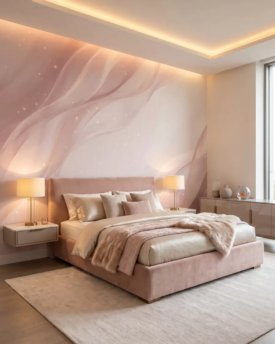 wall murals Нежна апстрактна композиција у нежним ружичастим нијансама w09959