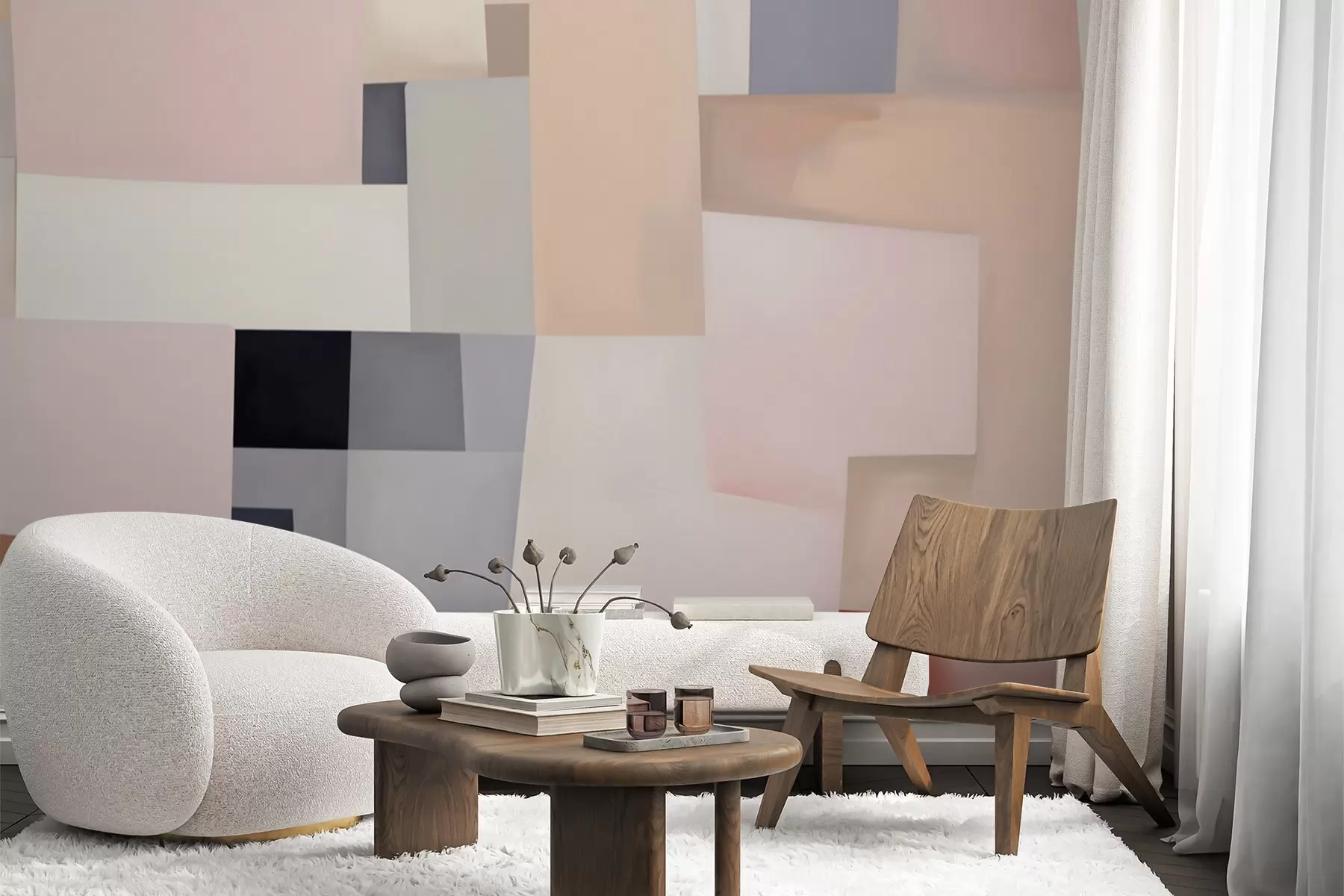 wall murals Геометријска апстракција са имитацијом замућења и текстуре w05785