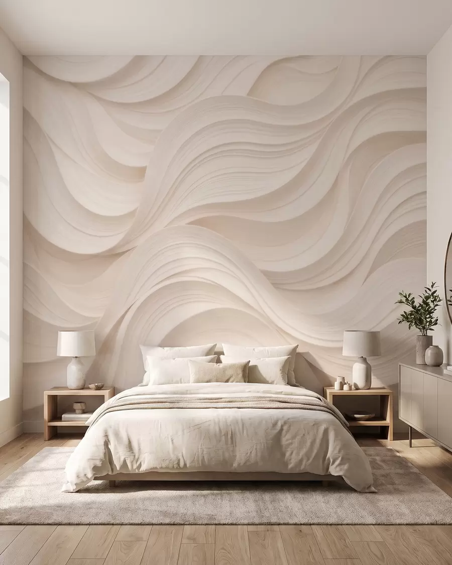 wall murals Апстрактни таласасти беж таласи у 3Д стилу w09957