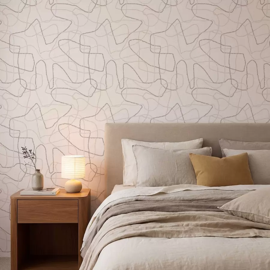 wall murals Апстрактне контурне линије на светлој позадини a01229