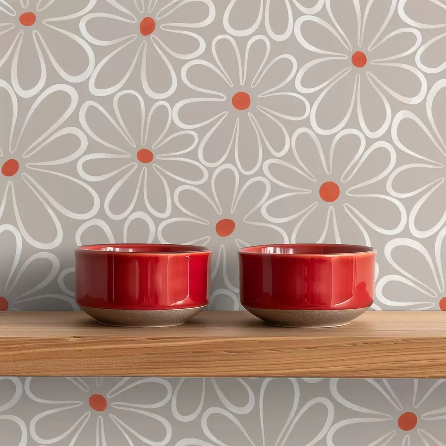 wall murals Оцртано цвеће са светлим центрима a01234v2
