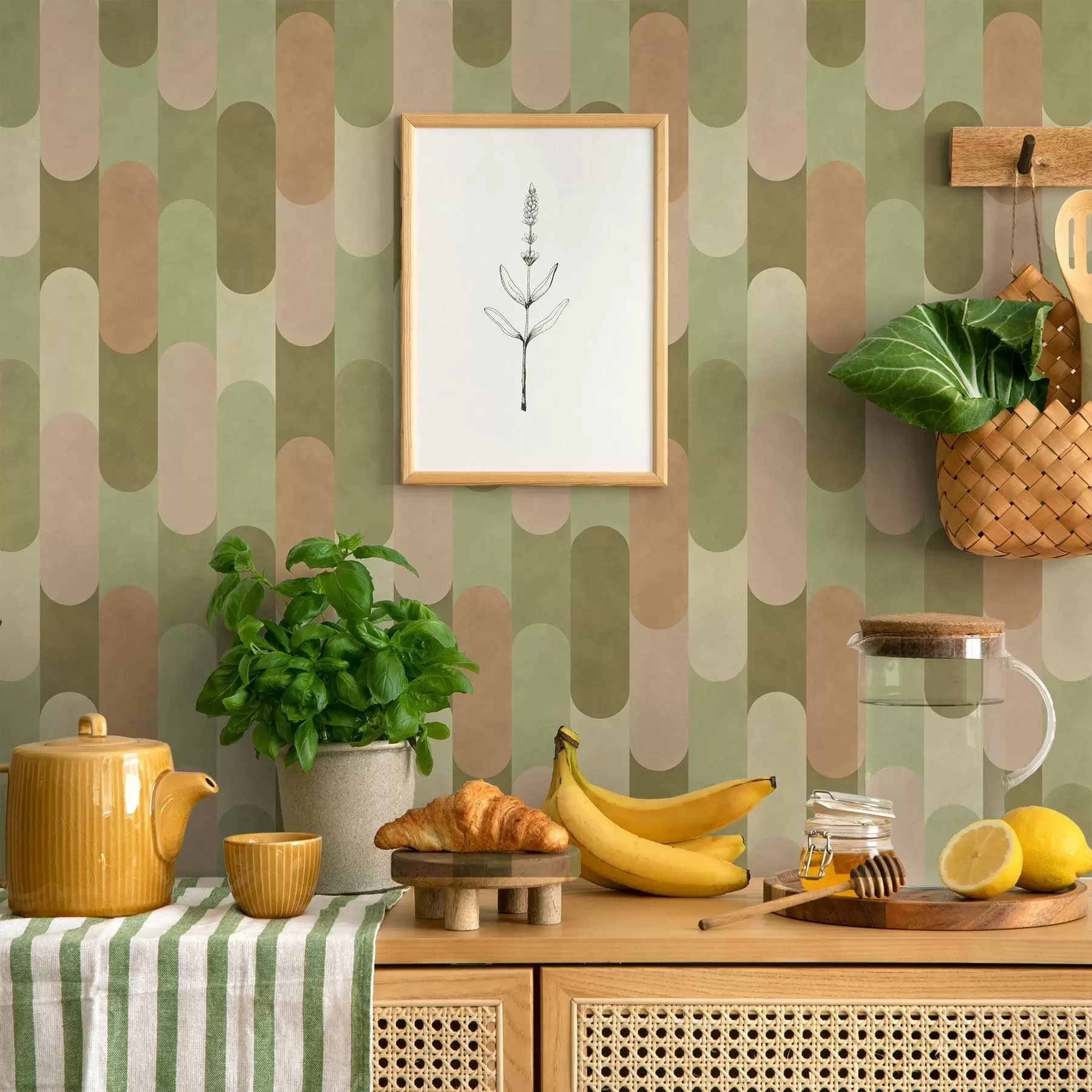 wall murals Геометријски узорак са заобљеним вертикалним облицима a01235