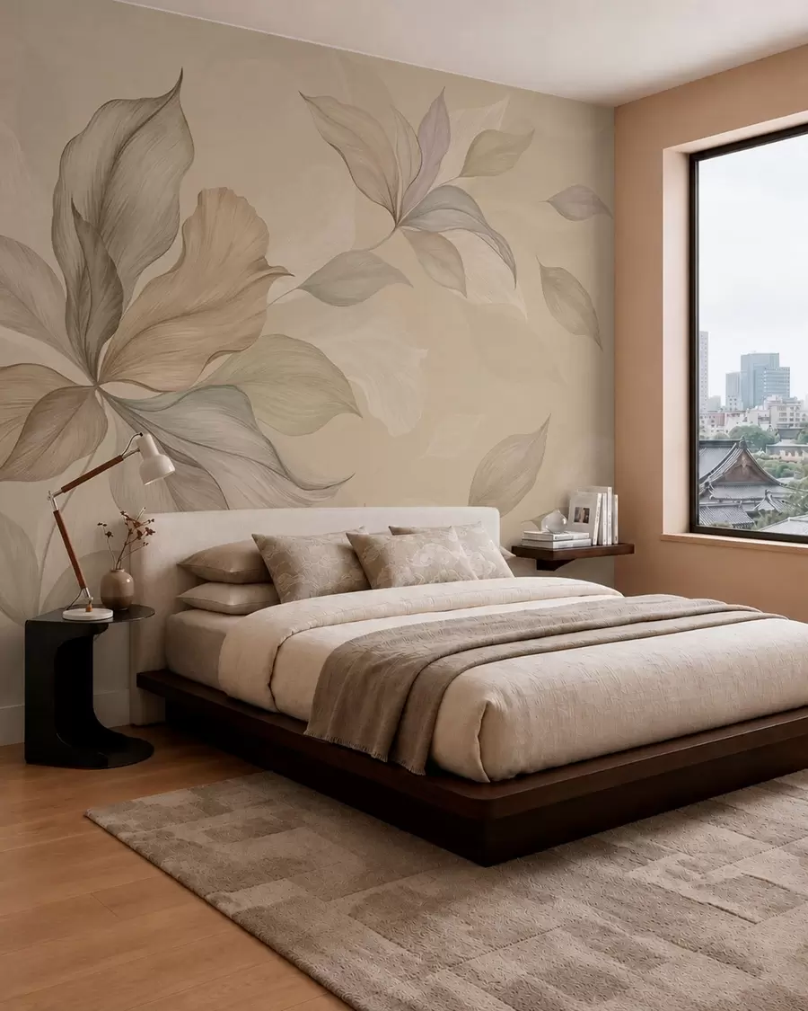 wall murals Велики декоративни листови на топлој позадини w05733