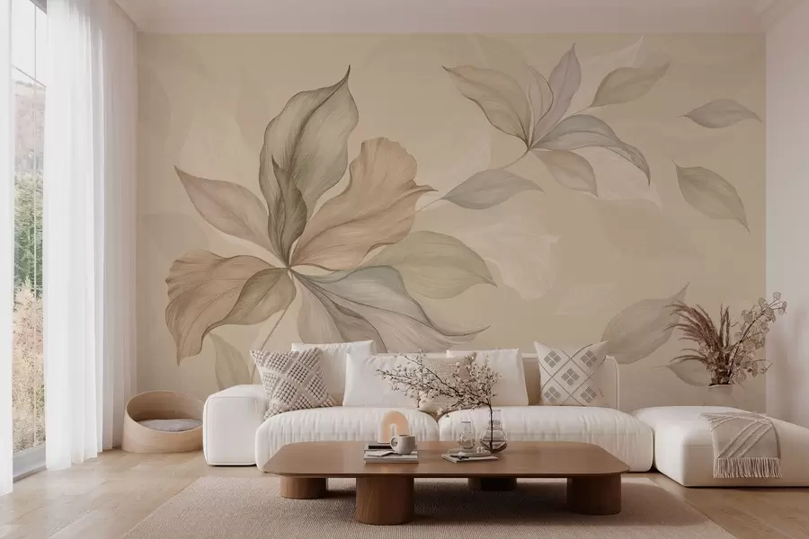 wall murals Велики декоративни листови на топлој позадини w05733