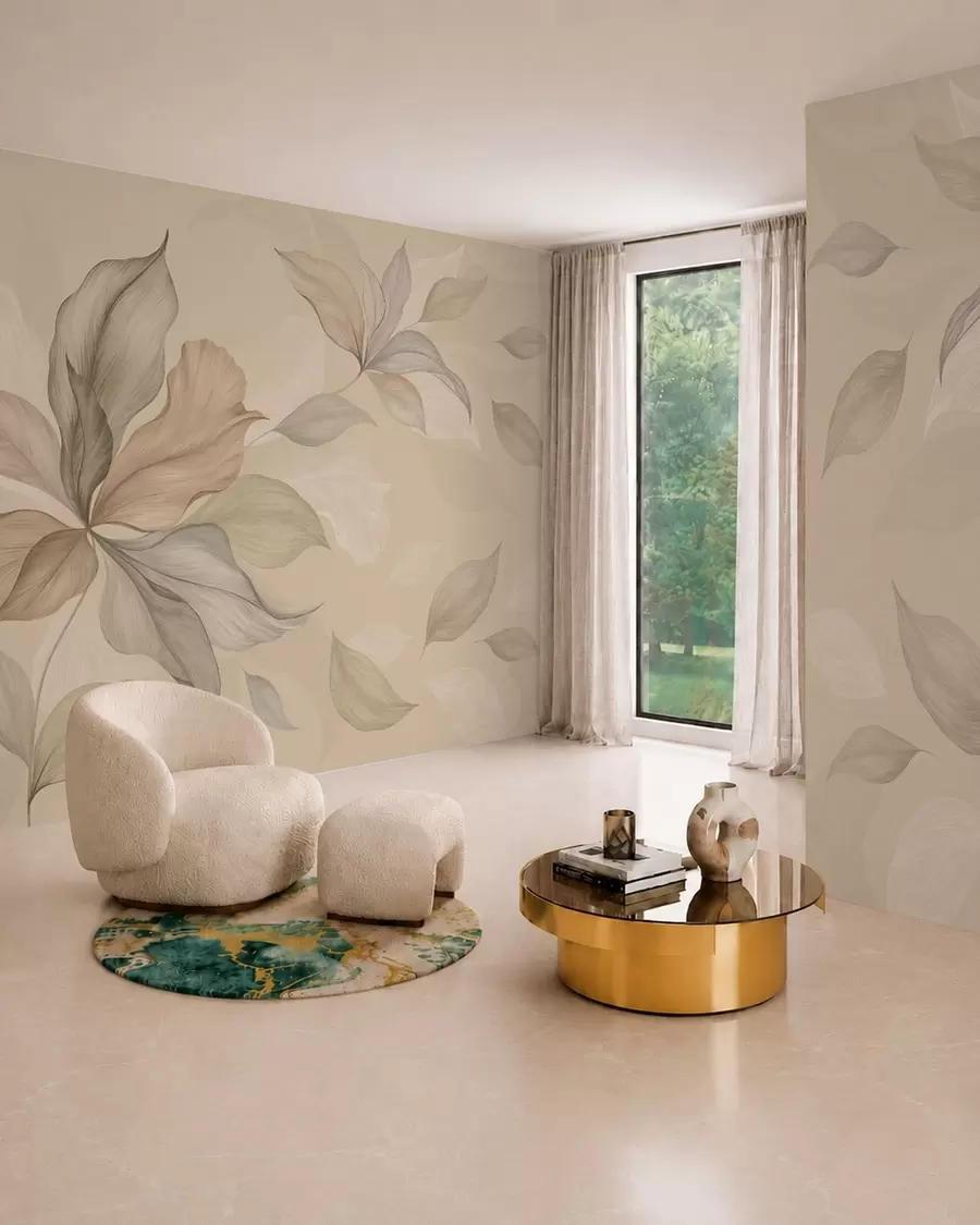 wall murals Велики декоративни листови на топлој позадини w05733