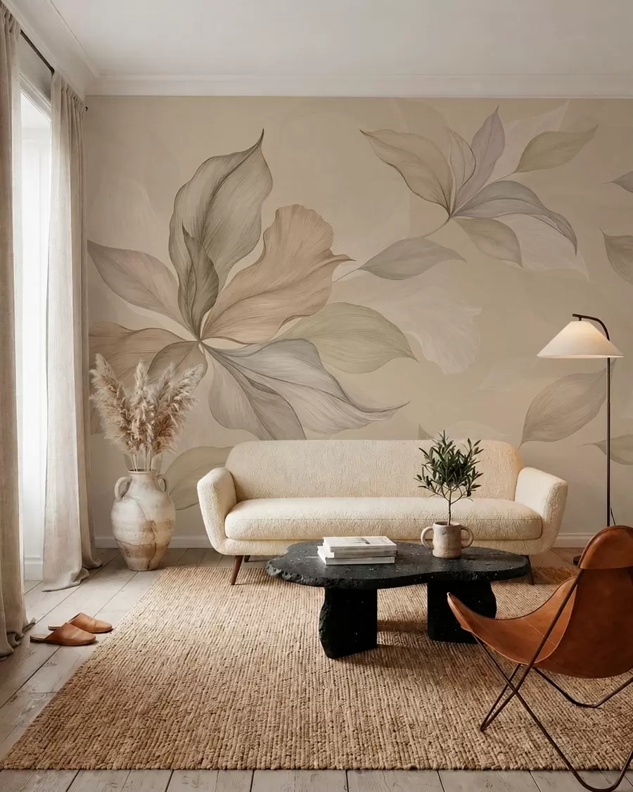 wall murals Велики декоративни листови на топлој позадини w05733