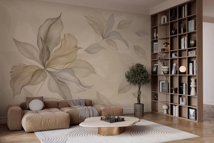 wall murals Велики декоративни листови на топлој позадини w05733