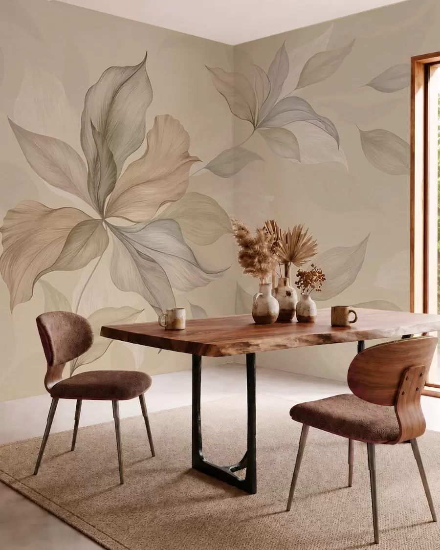 wall murals Велики декоративни листови на топлој позадини w05733