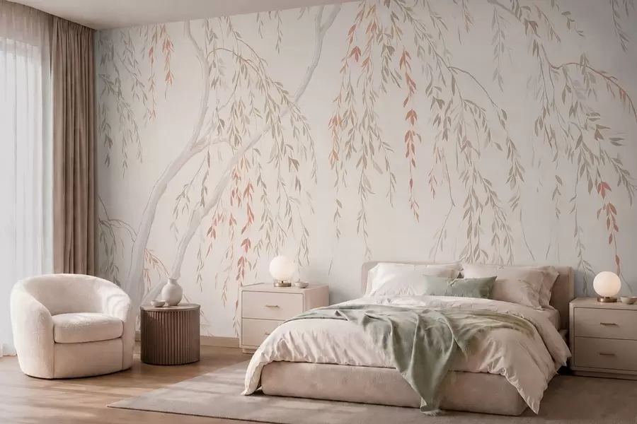 wall murals Лагане висеће гране са пастелним листовима w05812