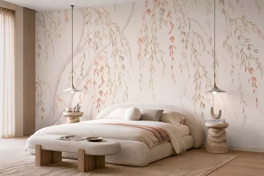 wall murals Лагане висеће гране са пастелним листовима w05812