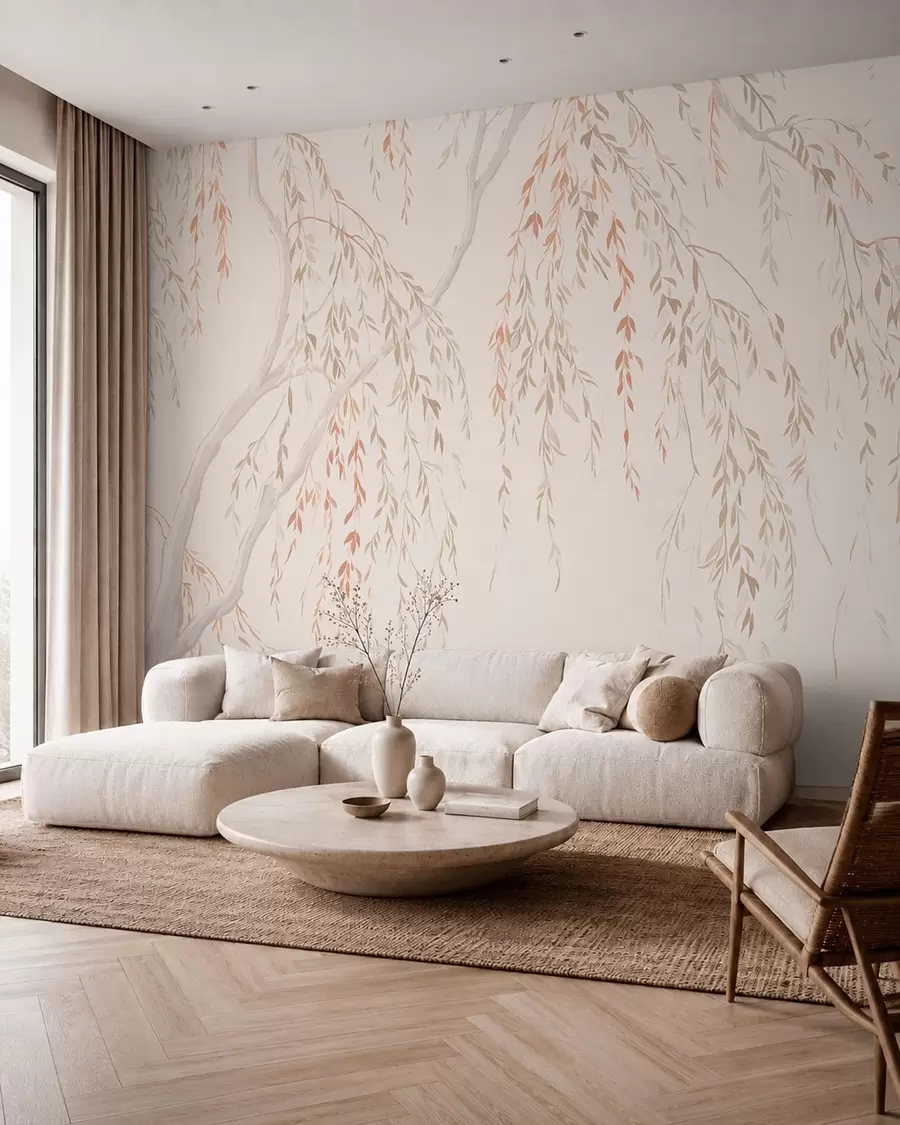 wall murals Лагане висеће гране са пастелним листовима w05812