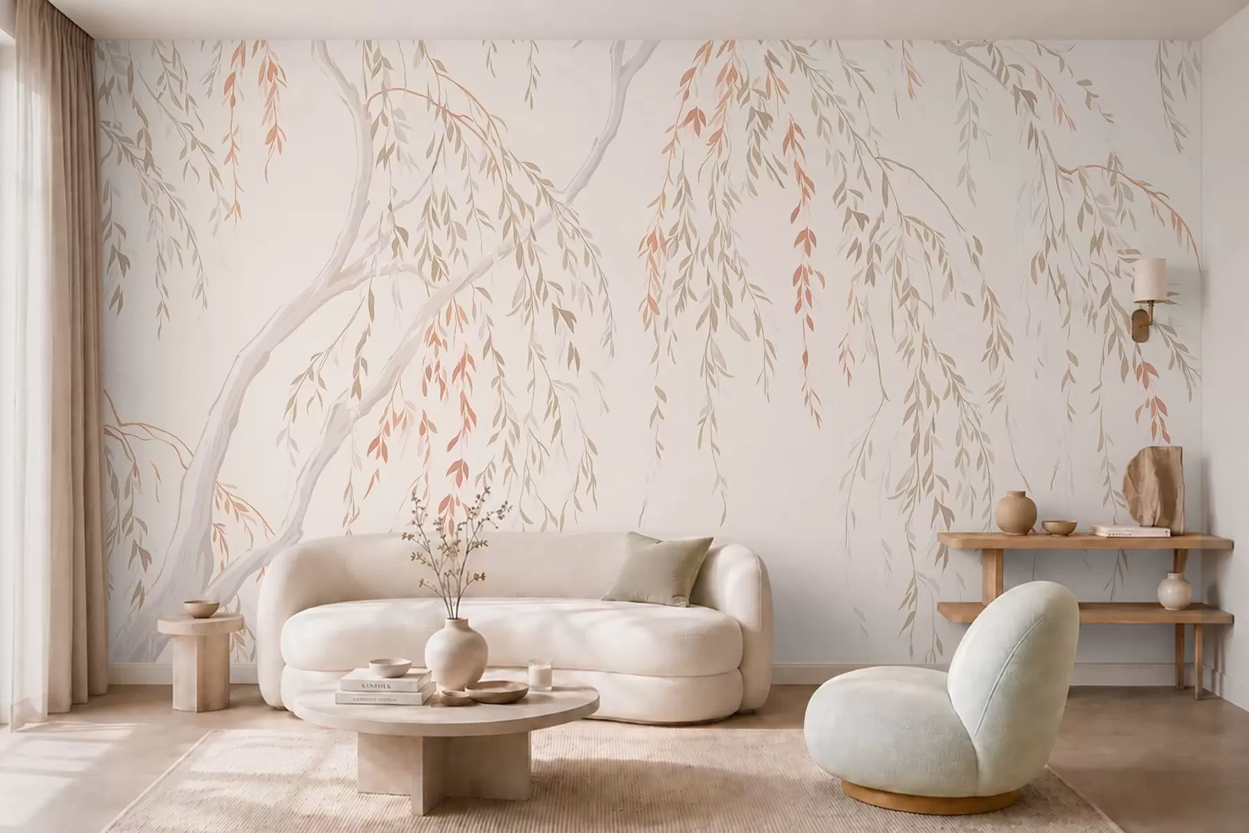 wall murals Лагане висеће гране са пастелним листовима w05812