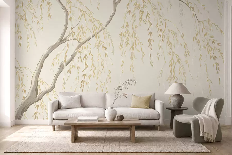 wall murals Висеће гране у светло беж тоновима w05812v1