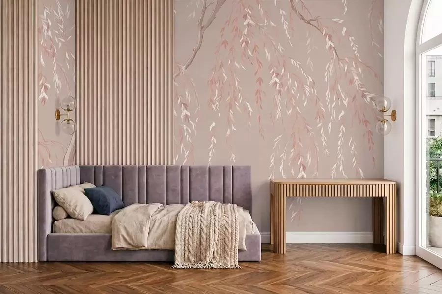 wall murals Меке ружичасте гране са светлим листовима w05812v3