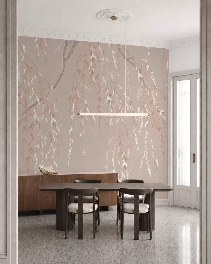 wall murals Меке ружичасте гране са светлим листовима w05812v3