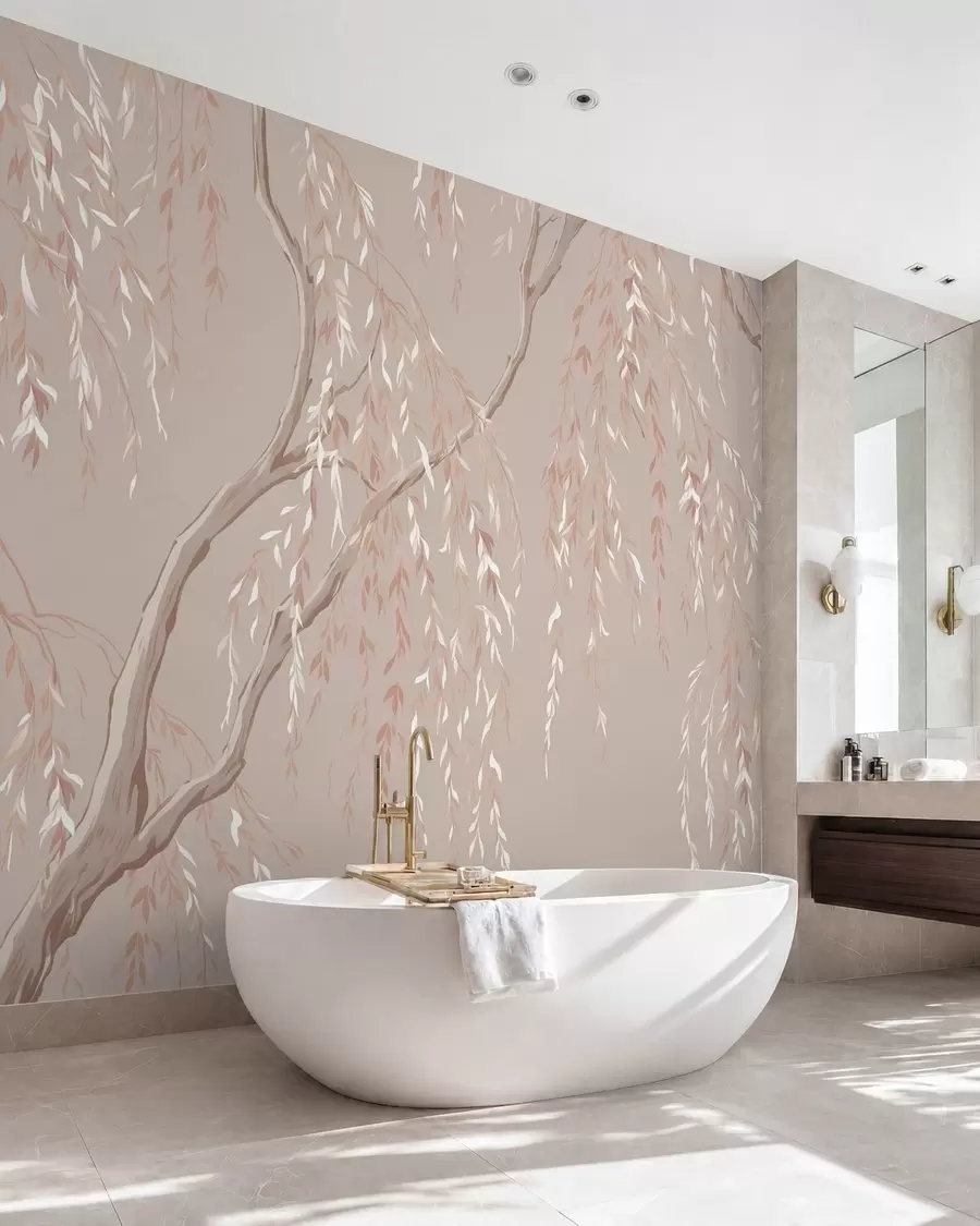 wall murals Меке ружичасте гране са светлим листовима w05812v3