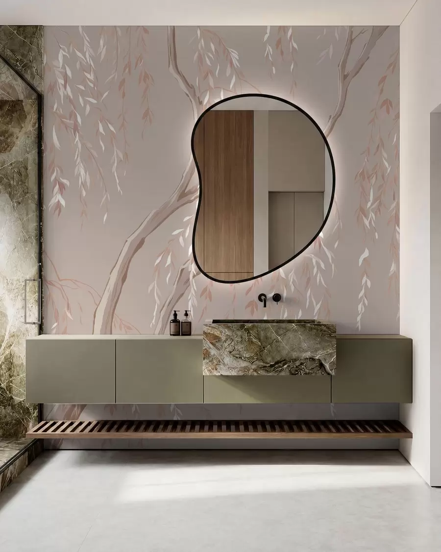 wall murals Меке ружичасте гране са светлим листовима w05812v3