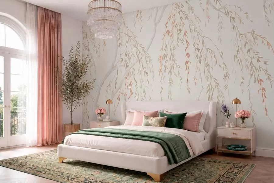 wall murals Лагане висеће гране са нежним листовима w05812v4